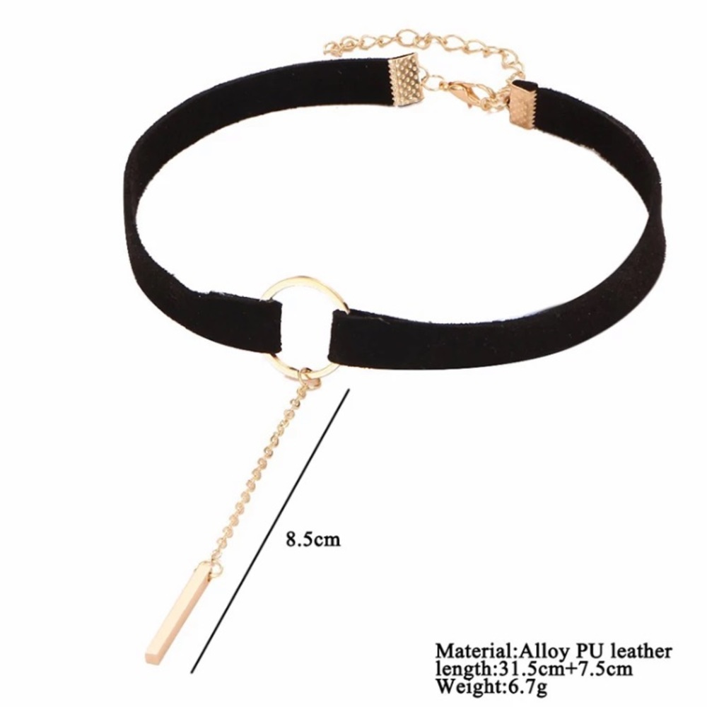Black Faux Suede Choker - Picture 2 of 3